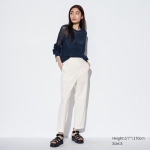 Uniqlo white Linen Cotton Tapered Pants